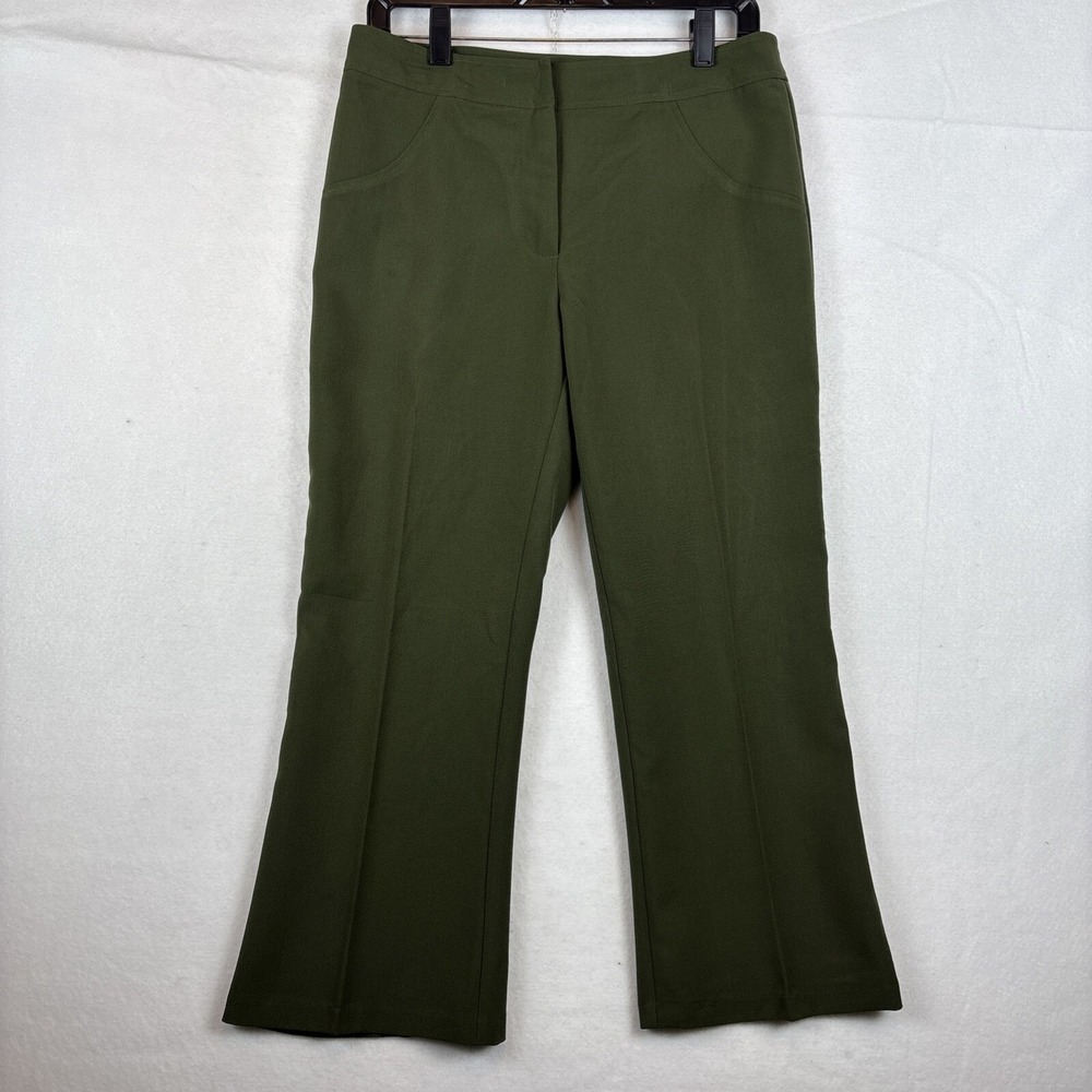NWT Melissa Paige Olive Green Wide Leg Cropped Pants Womens Size 6